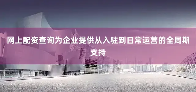 网上配资查询为企业提供从入驻到日常运营的全周期支持